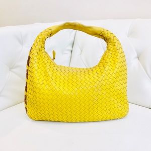 Bottega Veneta Yellow Woven Leather Hobo